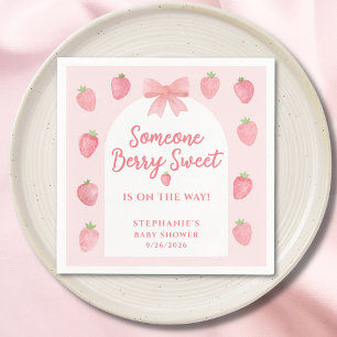 Serviette En Papier Fille aux fraises douce Baby Shower