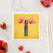 Serviette En Papier Fille avec ballon capricieux (En situation)