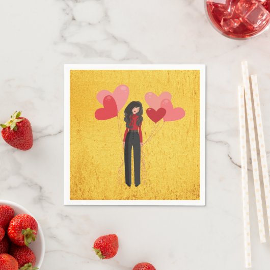 Serviette En Papier Fille avec ballons géant (En situation)