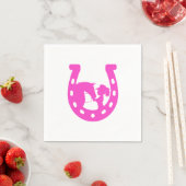 Serviette En Papier Fille avec cheval et Casquette occidental Hot rose (En situation)