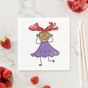 Serviette En Papier Fille Avec De Grandes Lunettes