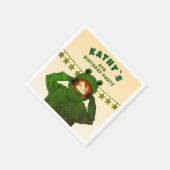 Serviette En Papier Fille avec grenouille verte Sweat - shirt à capuch (Coin)