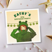 Serviette En Papier Fille avec grenouille verte Sweat - shirt à capuch