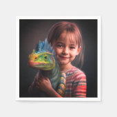 Serviette En Papier Fille avec Lizard (Devant)