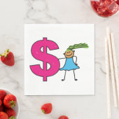 Serviette En Papier Fille Avec Un Panneau Dollar (En situation)