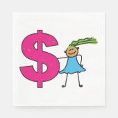 Serviette En Papier Fille Avec Un Panneau Dollar (Devant)