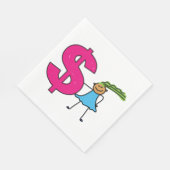 Serviette En Papier Fille Avec Un Panneau Dollar (Coin)