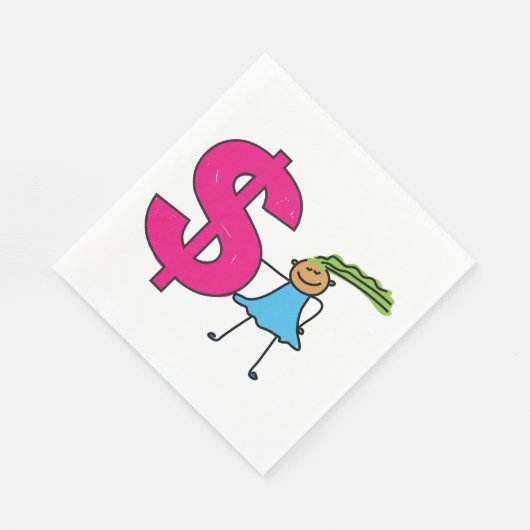 Serviette En Papier Fille Avec Un Panneau Dollar (Coin)