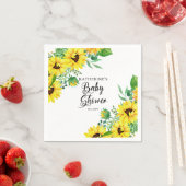 Serviette En Papier Fille Baby shower Boho Tournesols | Eucalyptus (En situation)