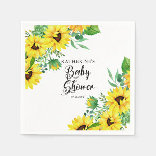 Serviette En Papier Fille Baby shower Boho Tournesols   Eucalyptus