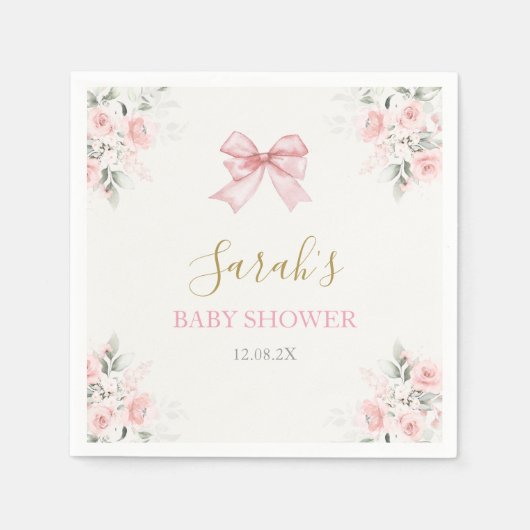 Serviette En Papier Fille Baby shower de la ceinture rose (Devant)