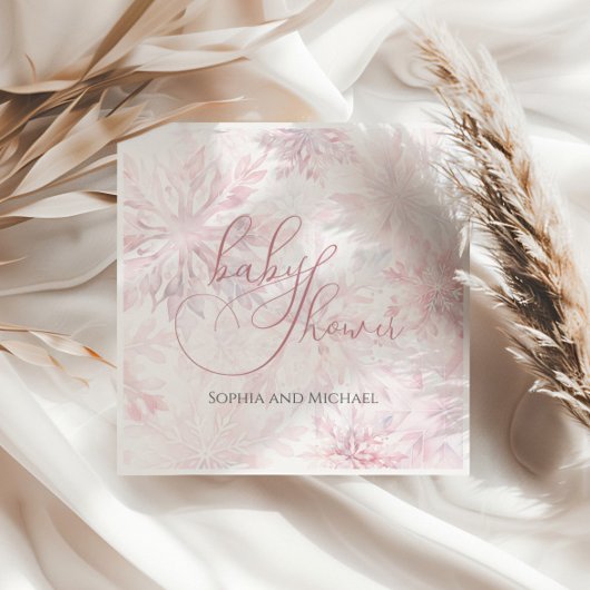 Serviette En Papier Fille Baby shower d'hiver Feu de neige rose