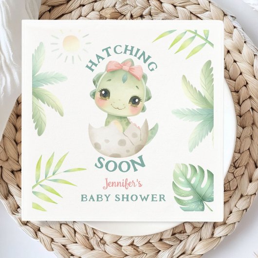 Serviette En Papier Fille Baby Shower Dinosaure Papier