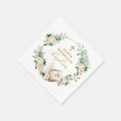 Serviette En Papier Fille Baptême Christening Floral (Coin)