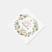 Serviette En Papier Fille Baptême Christening Floral (Coin)
