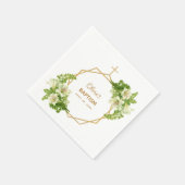 Serviette En Papier Fille Baptême Floral Lys Gold Cross Géométrique (Coin)