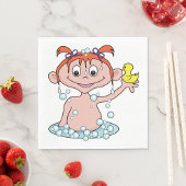 Serviette En Papier Fille Bath Time Amusant avec canard en caoutchouc 