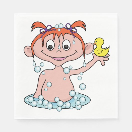 Serviette En Papier Fille Bath Time Amusant avec canard en caoutchouc  (Devant)