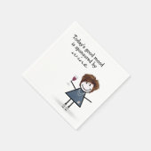 Serviette En Papier Fille Bâton avec Vin et Baskets  (Coin)