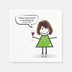 Serviette En Papier Fille Bâton en Baskets avec du Vin