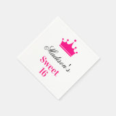 Serviette En Papier Fille blanche Hot rose Sweet 16 Princesse Nom de l (Coin)