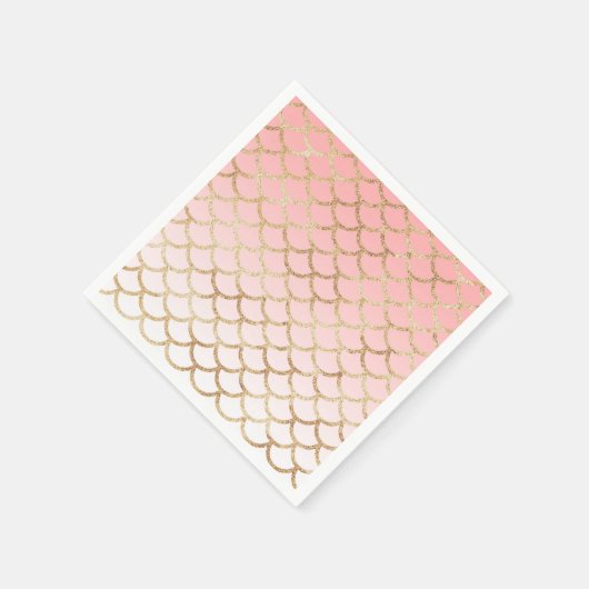 Serviette En Papier Fille Blush rose et Parties scintillant de sirène  (Coin)