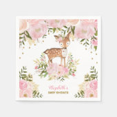 Serviette En Papier Fille Bois Cerf Pink Gold Peonies Forêt (Devant)