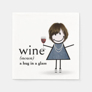 Serviette En Papier Fille bonhomme allumettes avec vin rouge