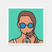 Serviette En Papier Fille bubble thé ado moderne (Devant)