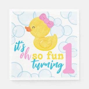Serviette En Papier Fille Canard En Caoutchouc Turner Un Premier Anniv