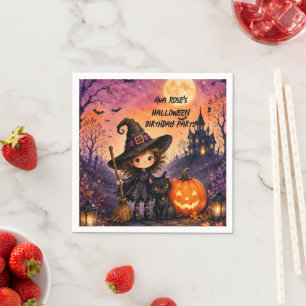 Serviette En Papier Fille Capricieuse Sorcière Halloween Fête d'Annive