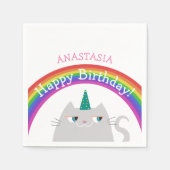 Serviette En Papier Fille Caticorn fête d'anniversaire (Devant)