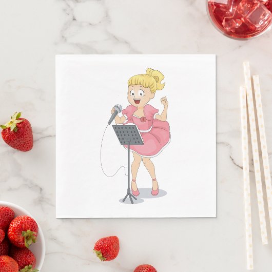 Serviette En Papier Fille chantant