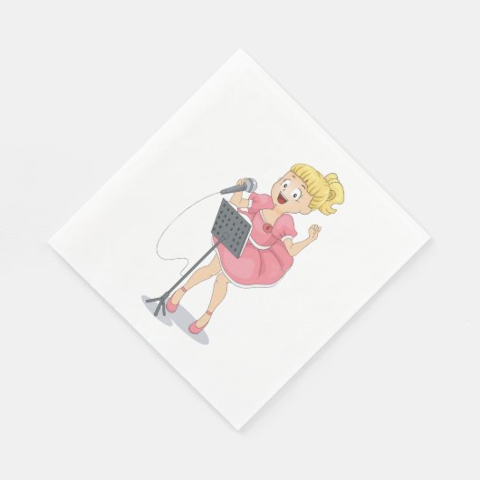 Serviette En Papier Fille chante (Coin)