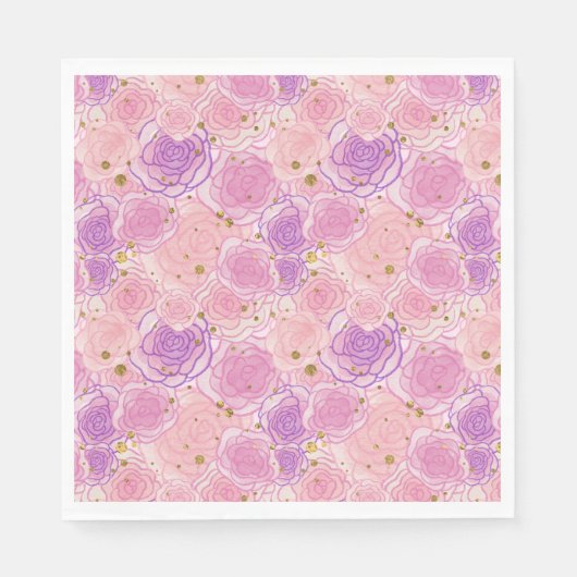 Serviette En Papier Fille Chic Parties scintillant Roses (Devant)