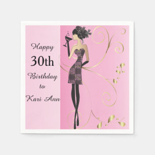 Serviette En Papier Fille chique d'anniversaire de personnaliser