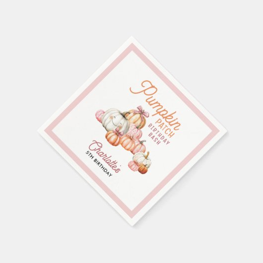 Serviette En Papier Fille Citrouille Patch Bows fête d'anniversaire (Coin)