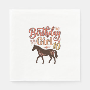 Serviette En Papier Fille d'anniversaire 10 Cheval Floral Design Vecto