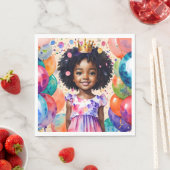 Serviette En Papier Fille d'anniversaire avec la peau Brown Princesse  (En situation)