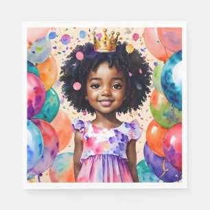 Serviette En Papier Fille d'anniversaire avec la peau Brown Princesse 