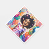 Serviette En Papier Fille d'anniversaire avec la peau Brown Princesse  (Coin)