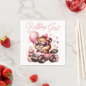 SERVIETTE EN PAPIER FILLE D'ANNIVERSAIRE - BEAVER DANS UN CAMION DE MO (En situation)
