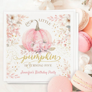 Serviette En Papier Fille d'anniversaire citrouille rose floral automn