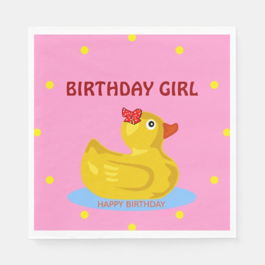 Serviette En Papier Fille d'anniversaire en caoutchouc (Devant)