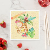 Serviette En Papier Fille d'anniversaire, mignon petit singe (En situation)