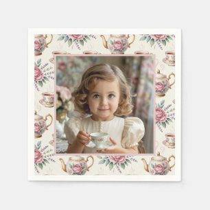 Serviette En Papier Fille d'anniversaire photo vintage thé party