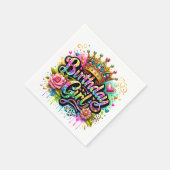 Serviette En Papier Fille d'anniversaire royale colorée (Coin)