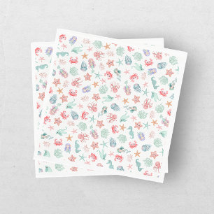 Serviette En Papier Fille d'anniversaire sirène sous la mer