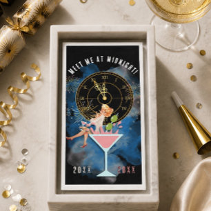 Serviette En Papier Fille dans un verre à Martini Nouvel An