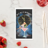 Serviette En Papier Fille dans un verre Martini Nouvel An (En situation)